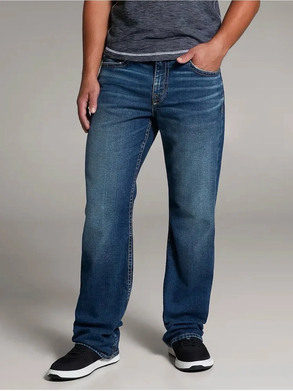 BKE Tyler Straight Stretch Jeans Mens 36XL Blue Distressed Denim Pants
